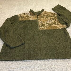 Realtree Green and Tan 1/4  Zip-Up PULLOVER MENS SIZE 2XL CAMO SHERPA